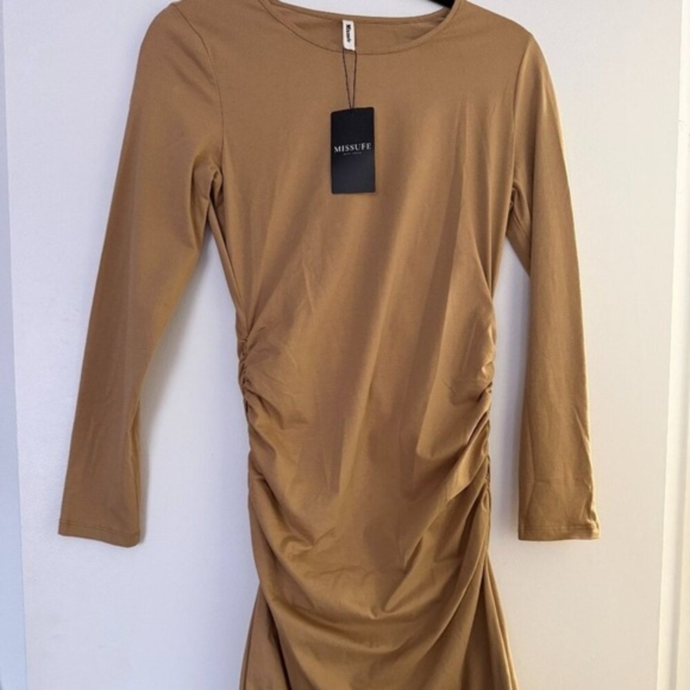 NWT Missufe Women's Long Sleeve Ruched‎ Dress